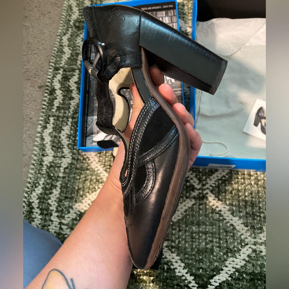 John Fluevog Sigourney Black Leather Heels - Picture 14 of 16